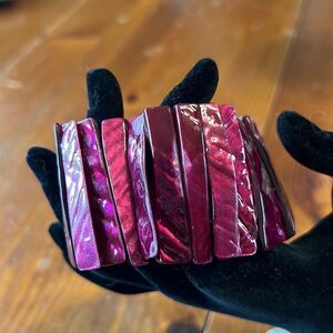 Bundle Sale 3 for $15 | Dark Ruby Colored | Mother of Pearl Shell Bracelet